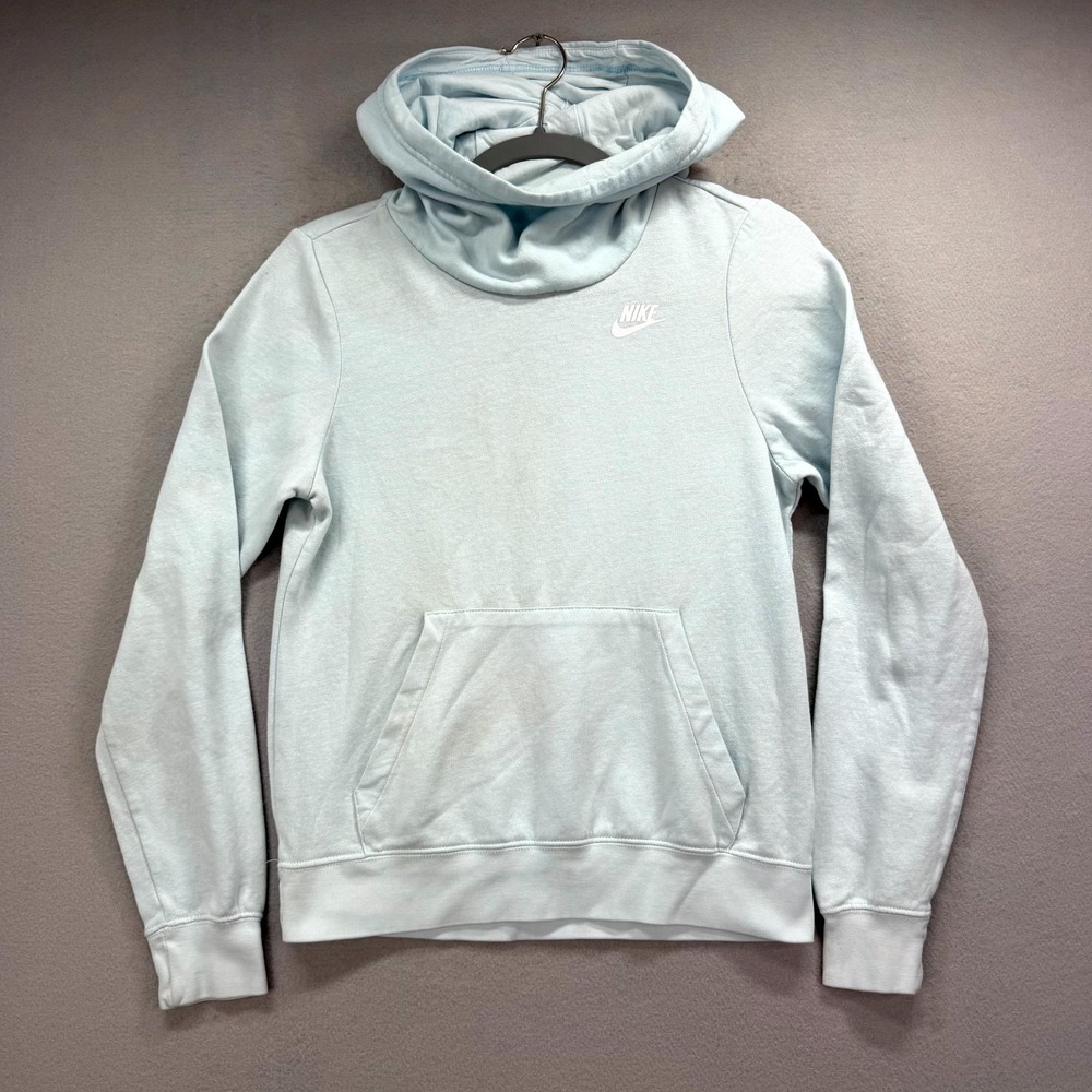 Nike Sportswear Fleece Funnel-Neck Hoodie Womens XS Light Blue Fleece Sweatshirt